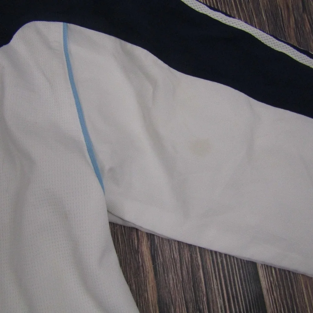 Adidas Track Jacket Mens M White Navy Full Zip Colorblock Running Gym Training
